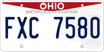 OH license plate FXC7580