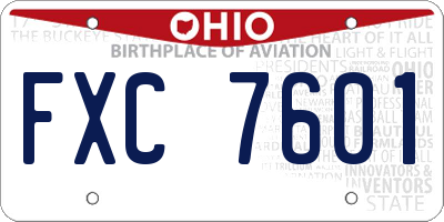 OH license plate FXC7601
