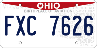 OH license plate FXC7626