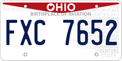 OH license plate FXC7652