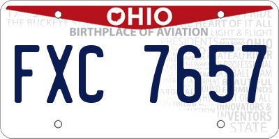 OH license plate FXC7657