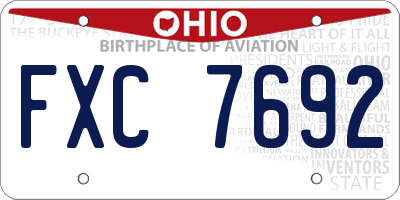 OH license plate FXC7692