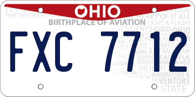 OH license plate FXC7712