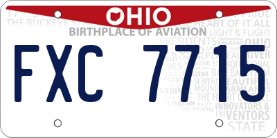 OH license plate FXC7715