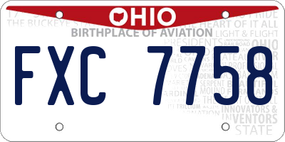 OH license plate FXC7758
