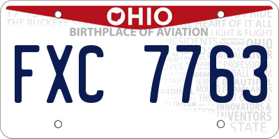 OH license plate FXC7763