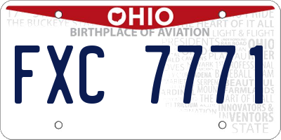OH license plate FXC7771