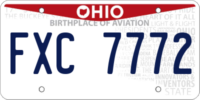 OH license plate FXC7772