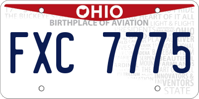 OH license plate FXC7775