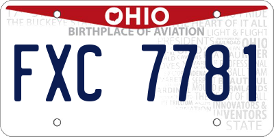 OH license plate FXC7781
