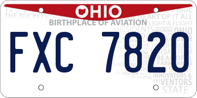 OH license plate FXC7820