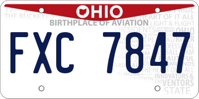 OH license plate FXC7847