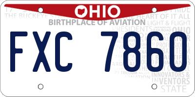 OH license plate FXC7860