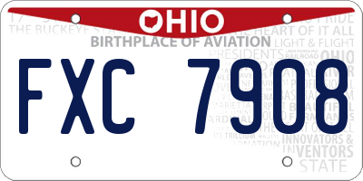 OH license plate FXC7908
