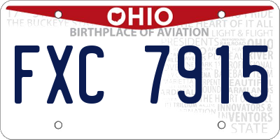 OH license plate FXC7915