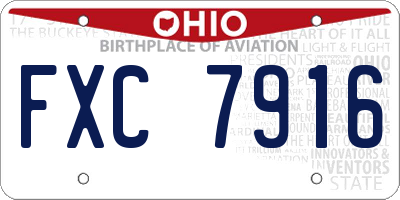 OH license plate FXC7916
