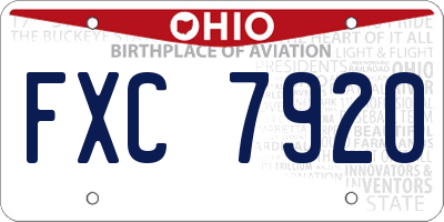 OH license plate FXC7920