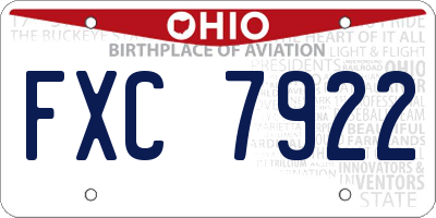 OH license plate FXC7922