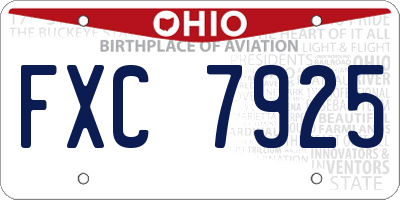 OH license plate FXC7925