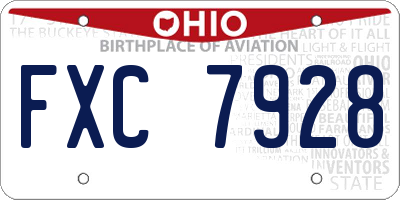 OH license plate FXC7928