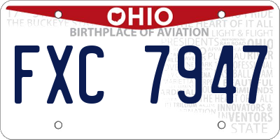 OH license plate FXC7947