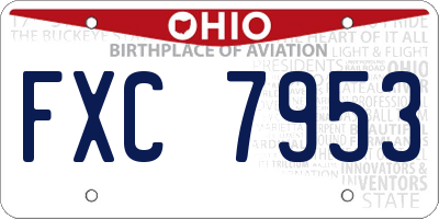 OH license plate FXC7953