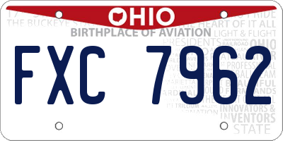 OH license plate FXC7962