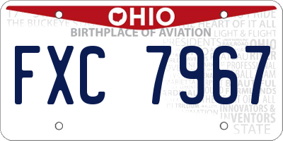 OH license plate FXC7967