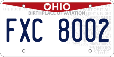 OH license plate FXC8002