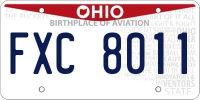 OH license plate FXC8011