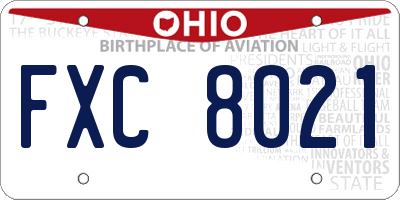 OH license plate FXC8021
