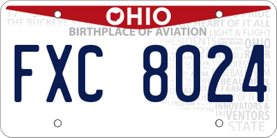 OH license plate FXC8024