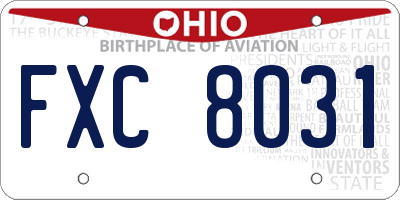 OH license plate FXC8031