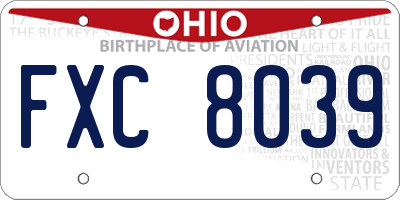 OH license plate FXC8039