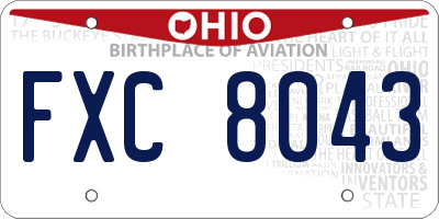 OH license plate FXC8043