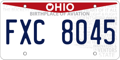 OH license plate FXC8045