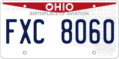 OH license plate FXC8060