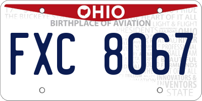 OH license plate FXC8067