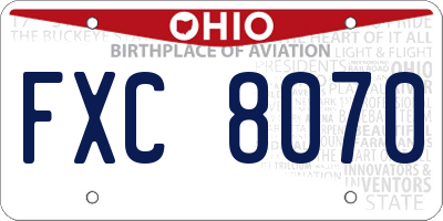 OH license plate FXC8070