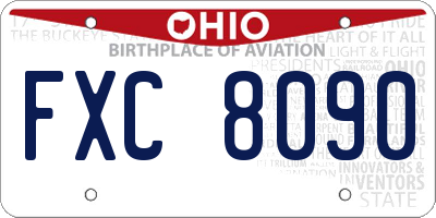 OH license plate FXC8090