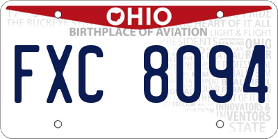 OH license plate FXC8094