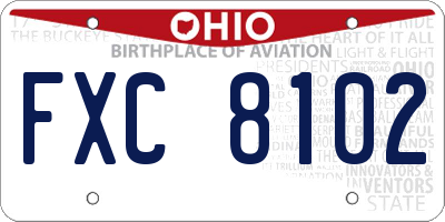 OH license plate FXC8102