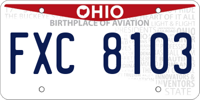 OH license plate FXC8103