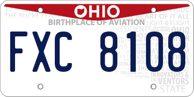 OH license plate FXC8108