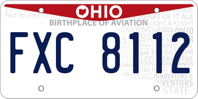 OH license plate FXC8112