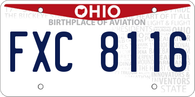 OH license plate FXC8116