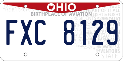 OH license plate FXC8129