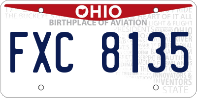 OH license plate FXC8135