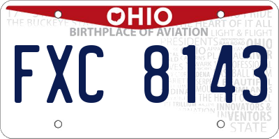 OH license plate FXC8143