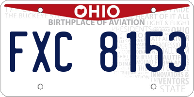OH license plate FXC8153